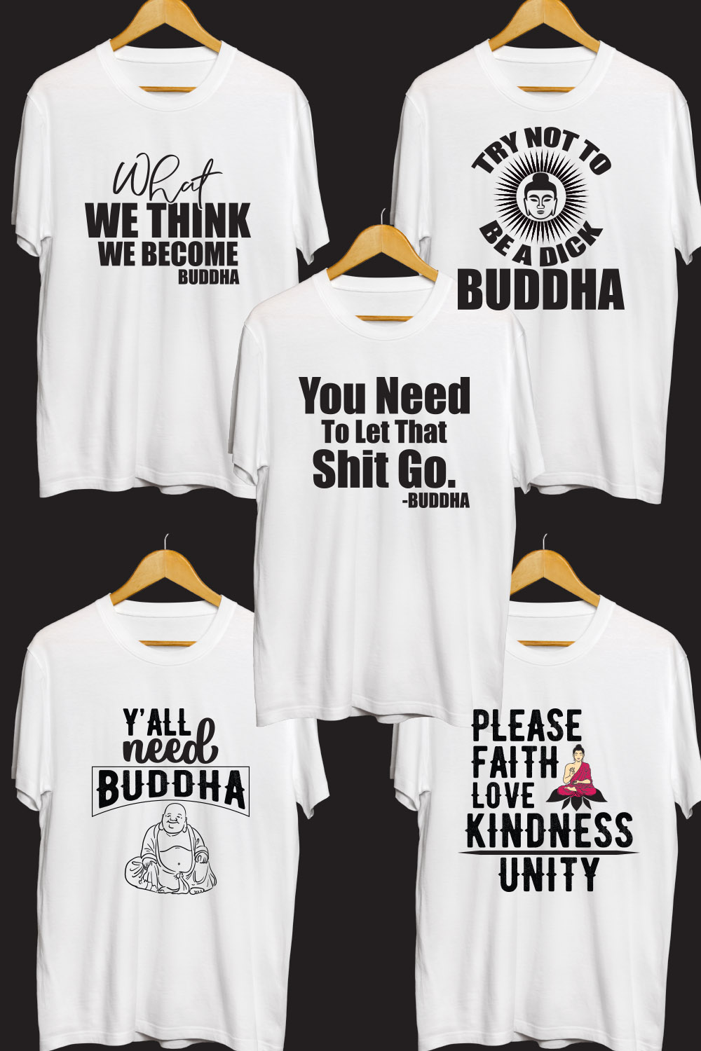 Buddha SVG T Shirt Designs Bundle pinterest preview image.