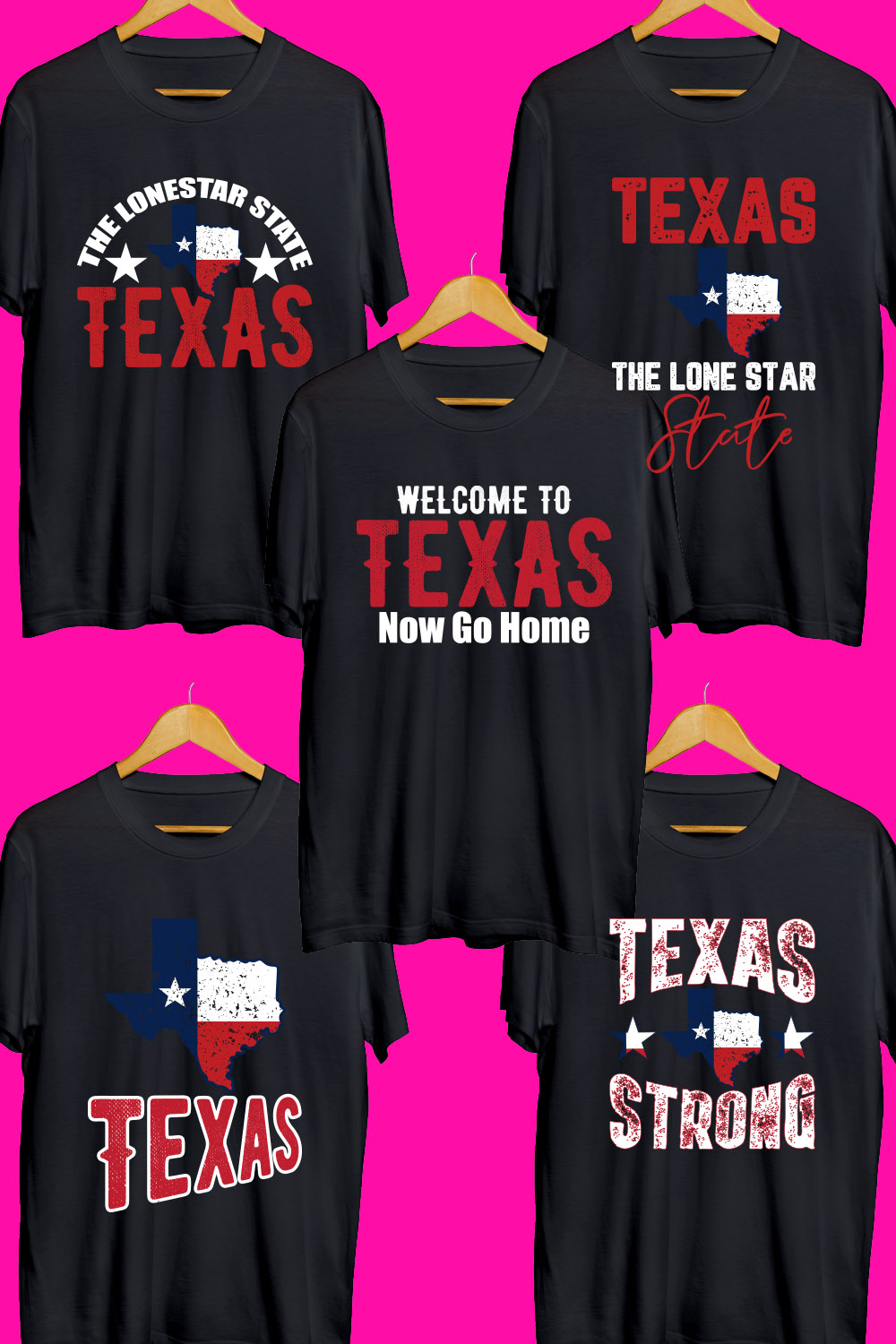 Texas Day SVG T Shirt Designs Bundle pinterest preview image.