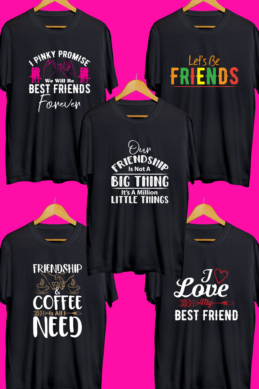 Friendship SVG T Shirt Designs Bundle pinterest preview image.