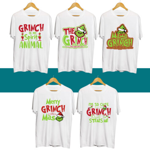 Grinch SVG T Shirt Designs Bundle cover image.