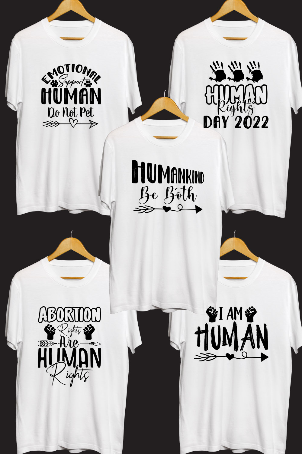 Human Right SVG T Shirt Designs Bundle pinterest preview image.