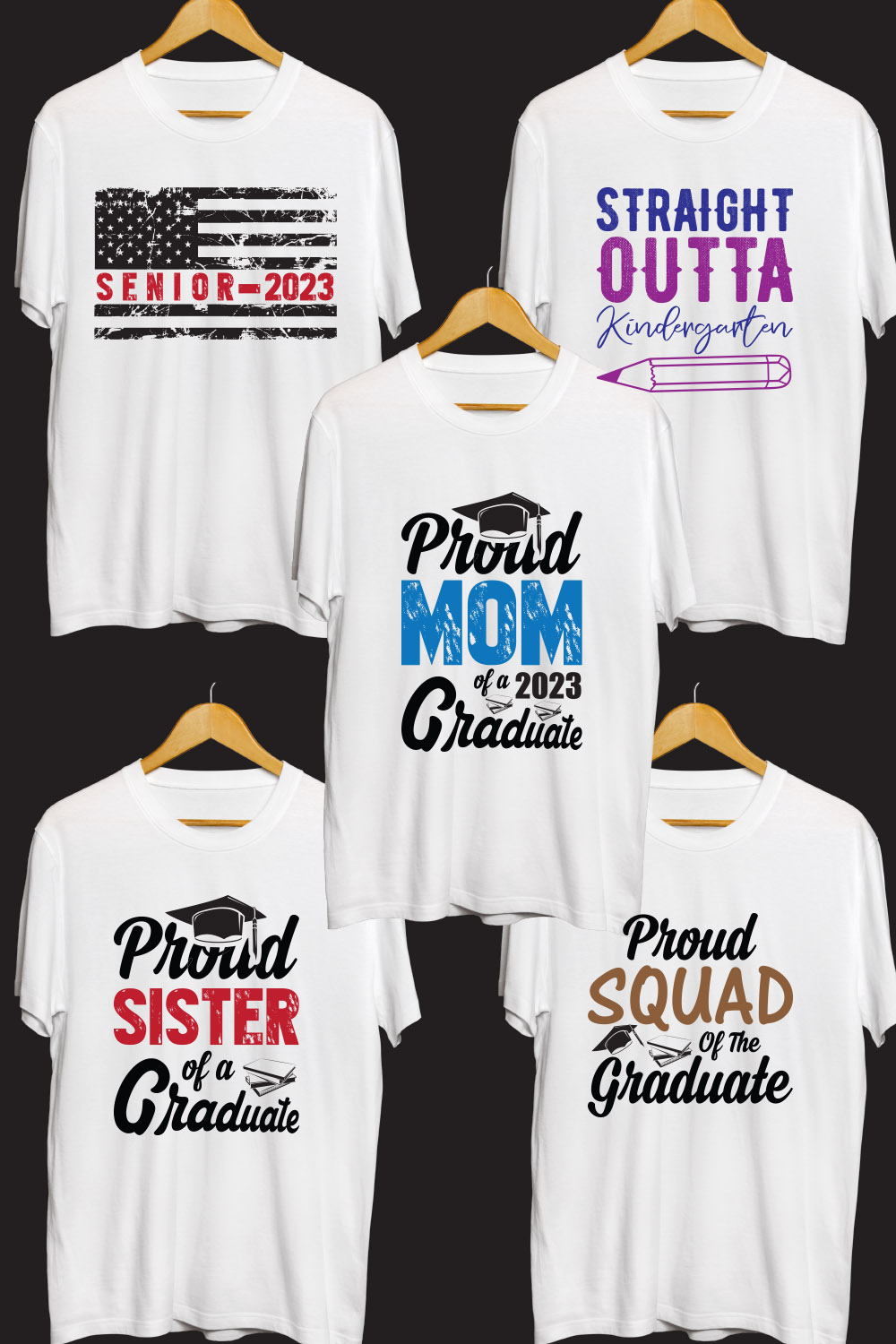 Graduation SVG T Shirt Designs Bundle pinterest preview image.