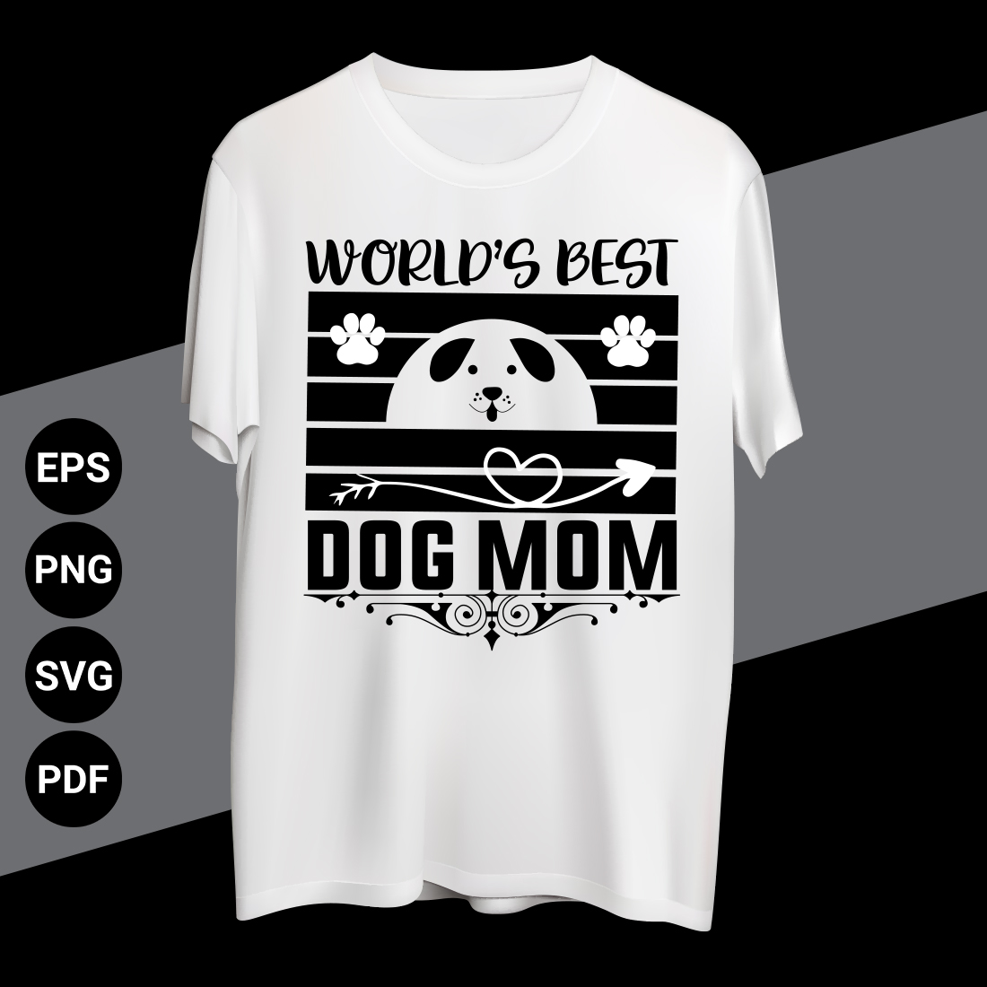 World’s Best Dog Mom T-shirt design cover image.