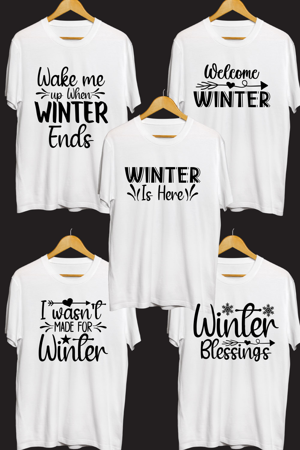 Winter SVG T Shirt Designs Bundle pinterest preview image.