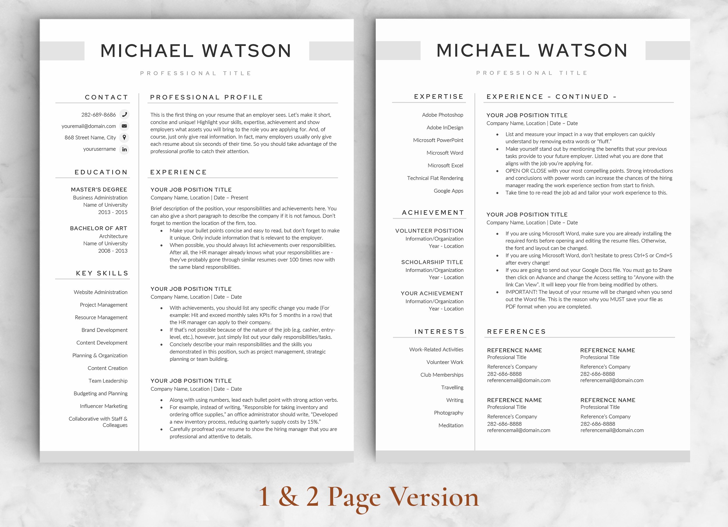 Two professional resume templates with a white background.