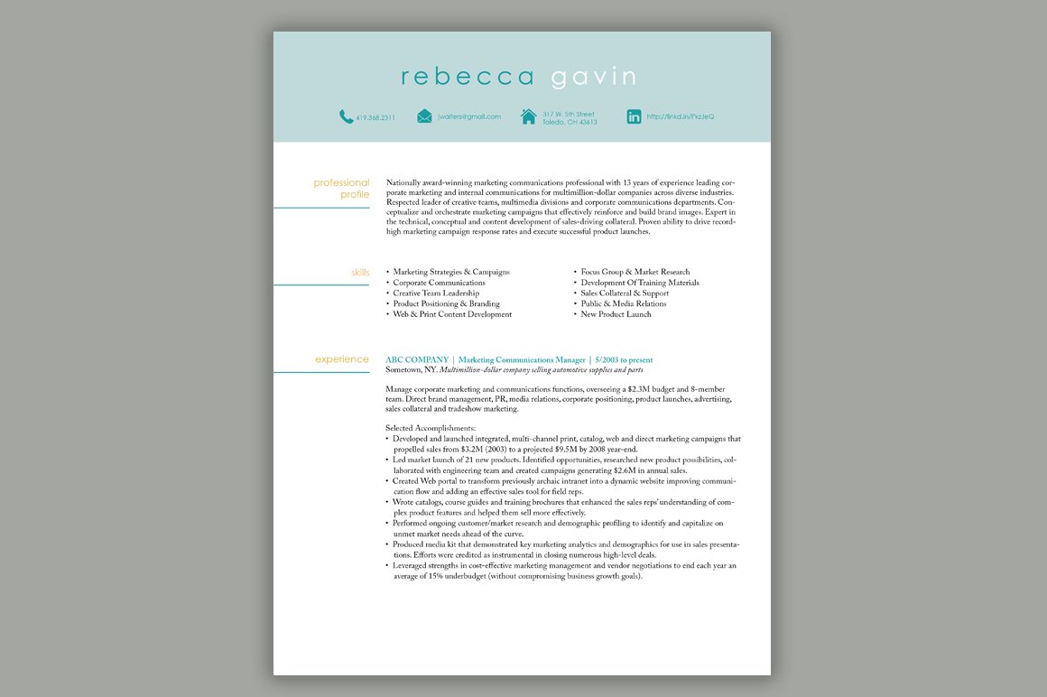 Marketing Resume | Modern Template preview image.