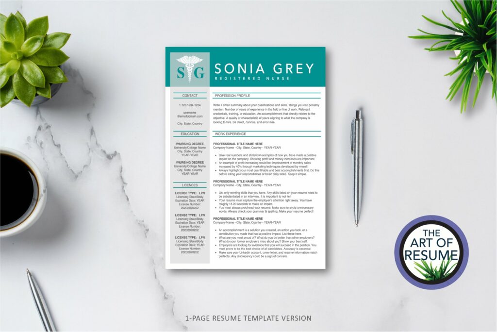 RN Nurse Resume CV Template Design – MasterBundles