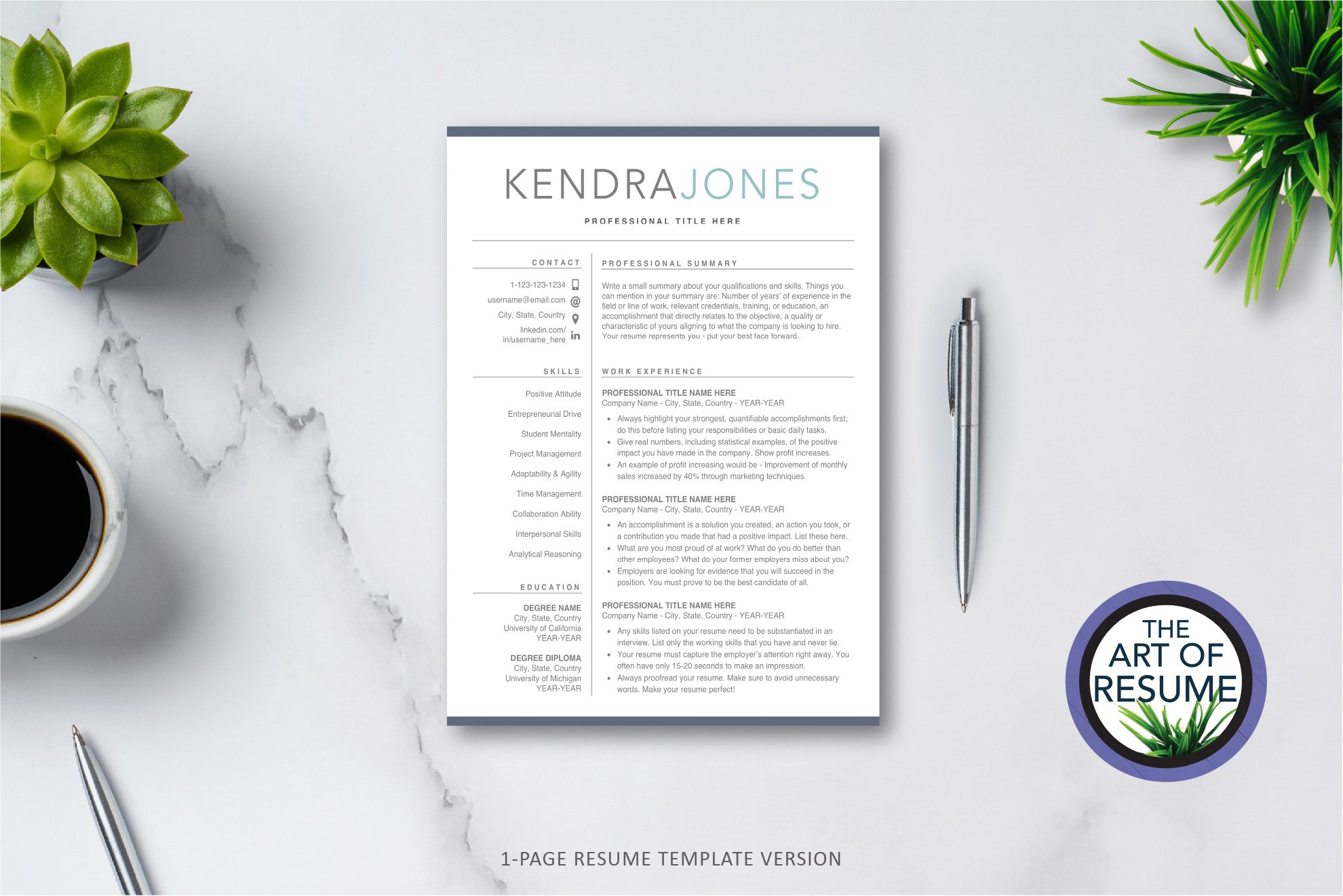 Professional Resume Template CV Word preview image.