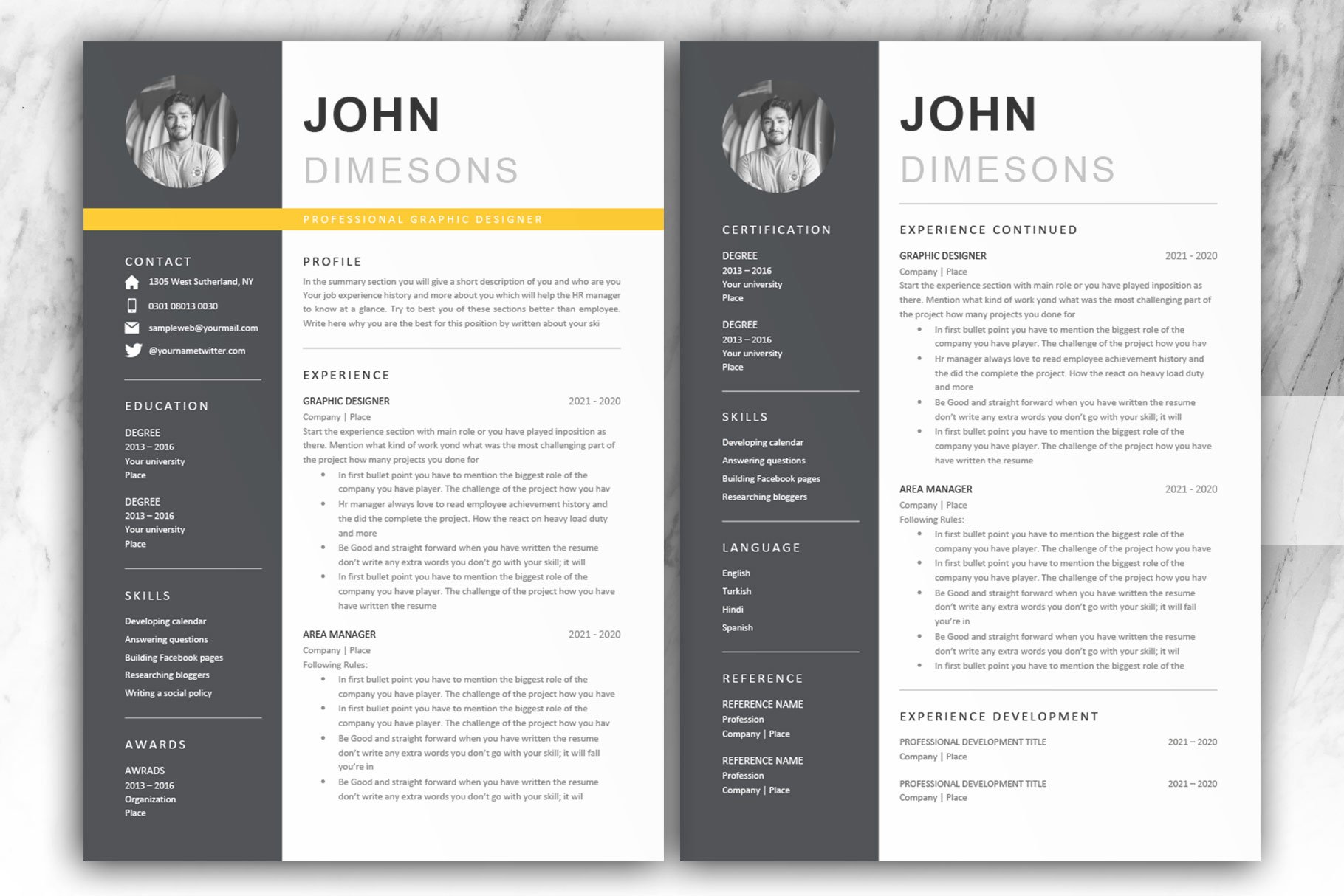 Minimal Resume CV template in Word preview image.