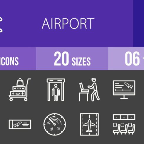 50 Airport Line Inverted Icons cover image.