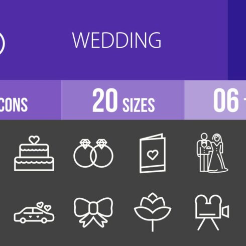 50 Wedding Line Inverted Icons cover image.