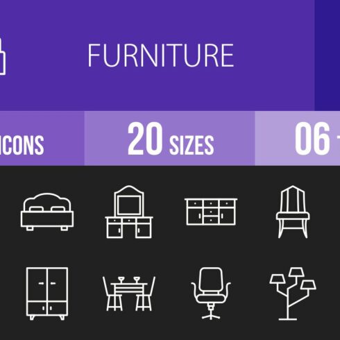 50 Furniture Line Inverted Icons cover image.