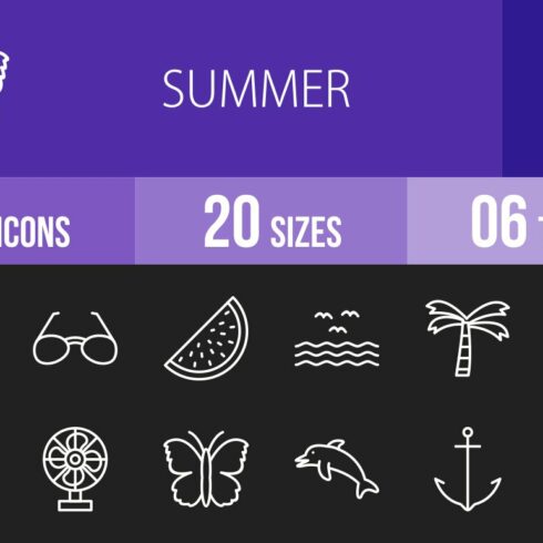 50 Summer Line Inverted Icons cover image.