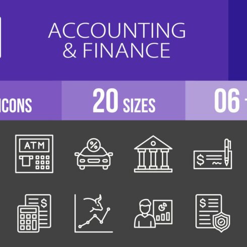 50 Accounting & Finance Line Icons cover image.