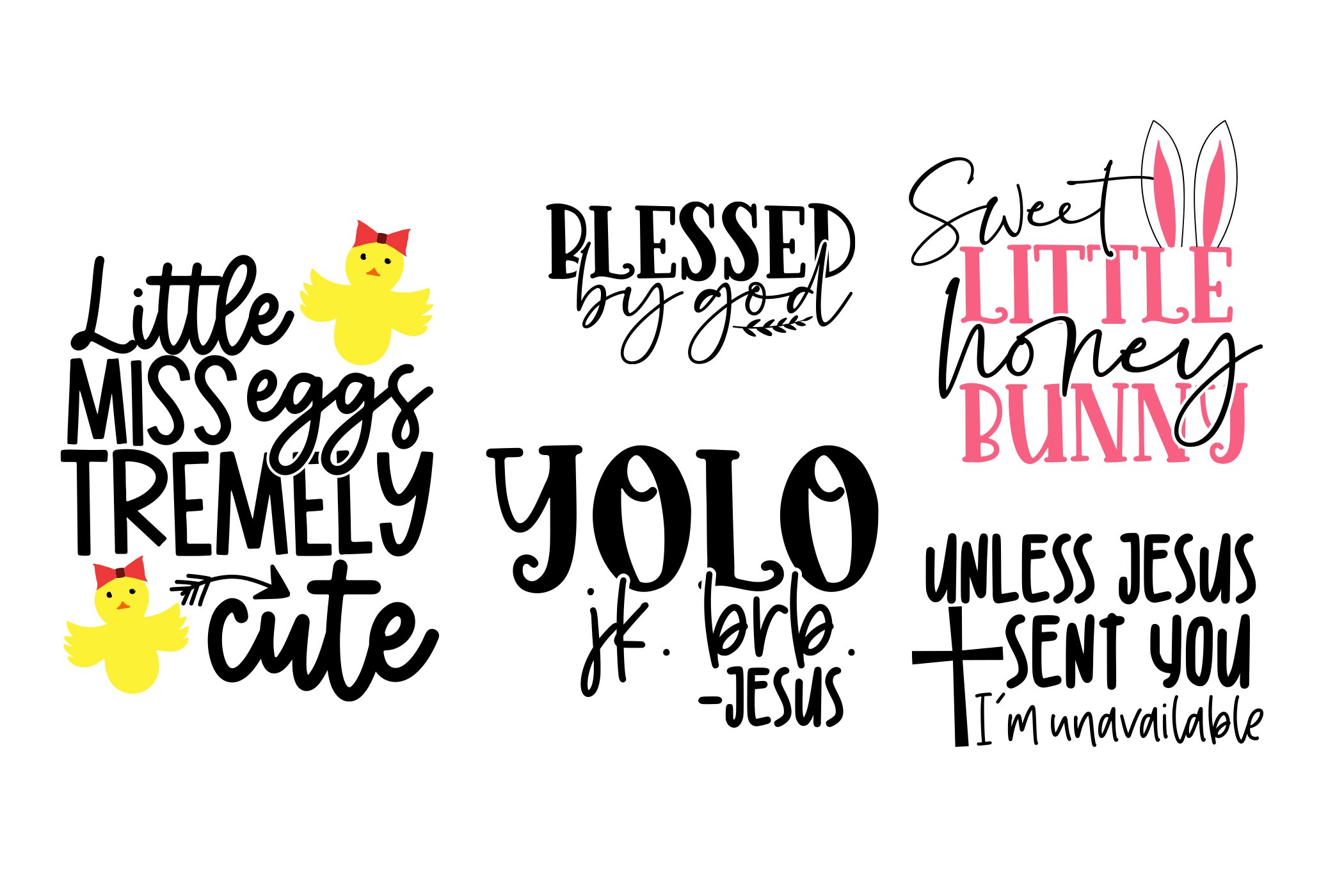 Set of four different easter sayings.
