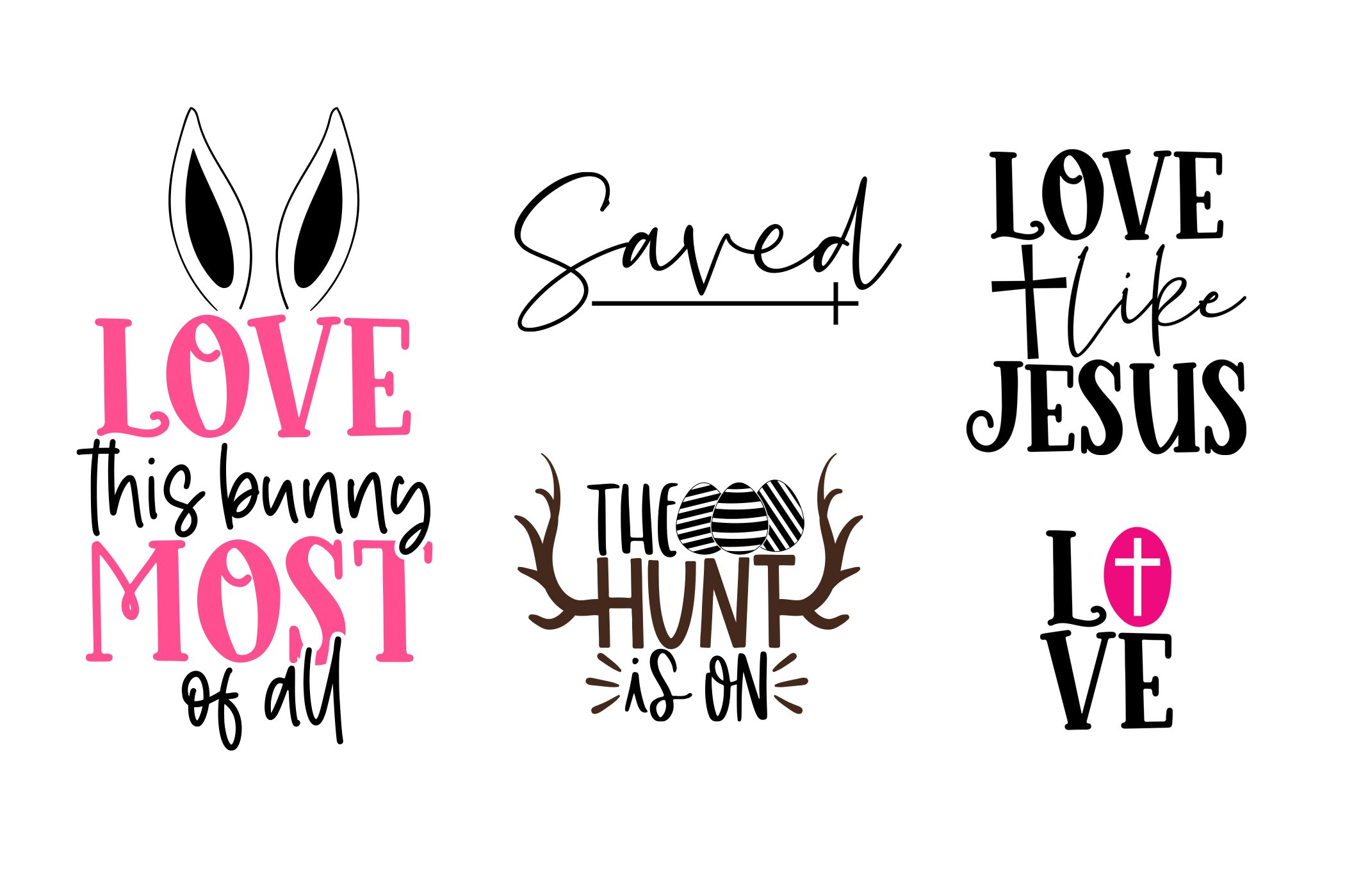 Set of four svt designs with the words love.