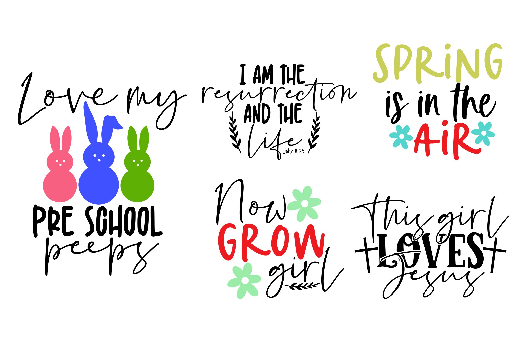 Set of four svt files with the words spring.
