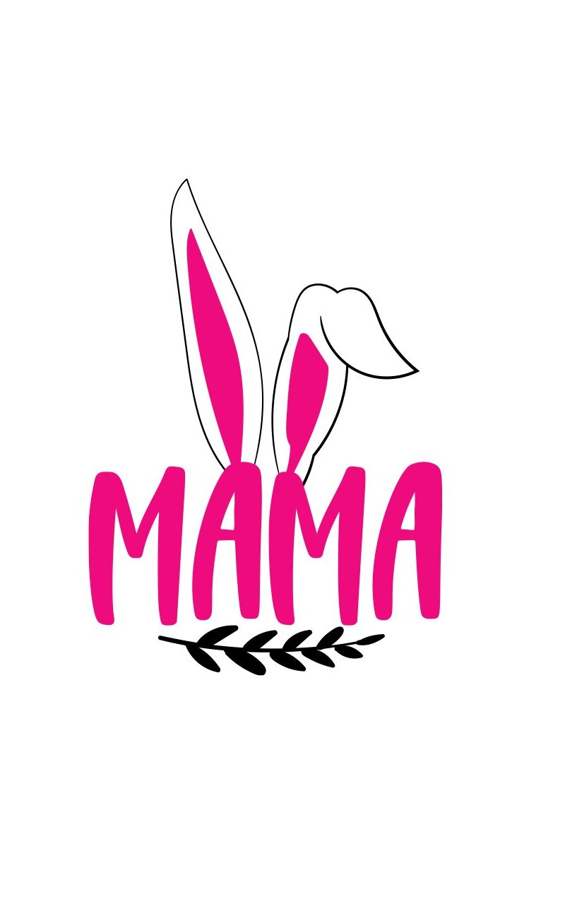 Pink logo with the word mama on it.
