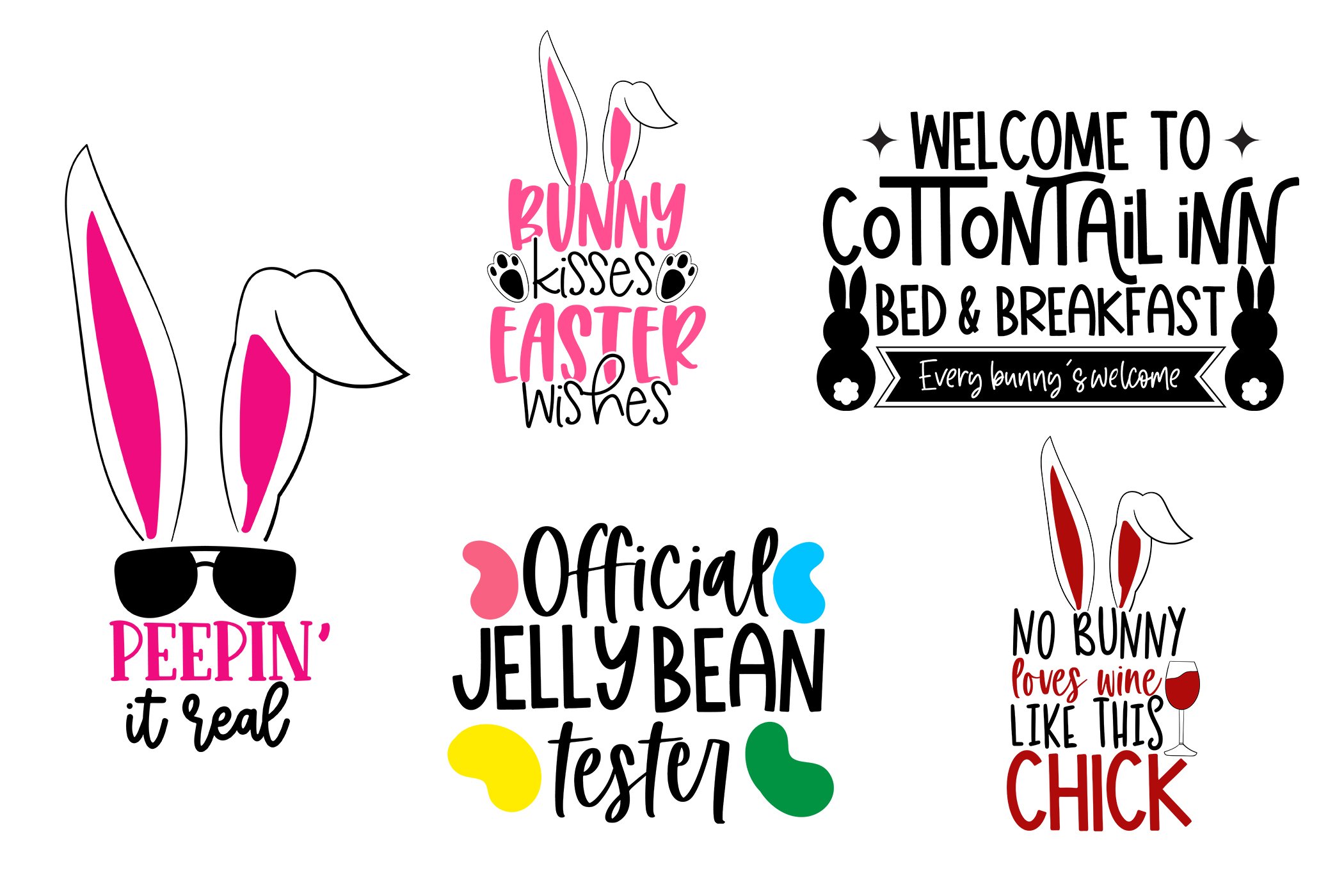 Set of four easter bunny svg files.