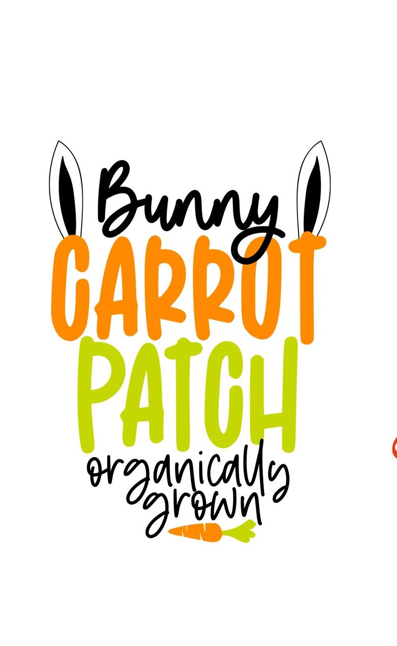 Carrot with the words bunny carrot patch on it.