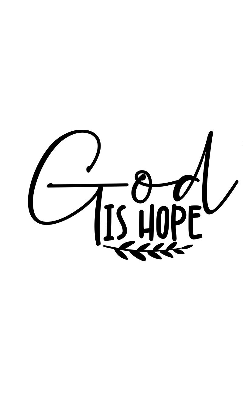 Black and white photo of the word god is hope.