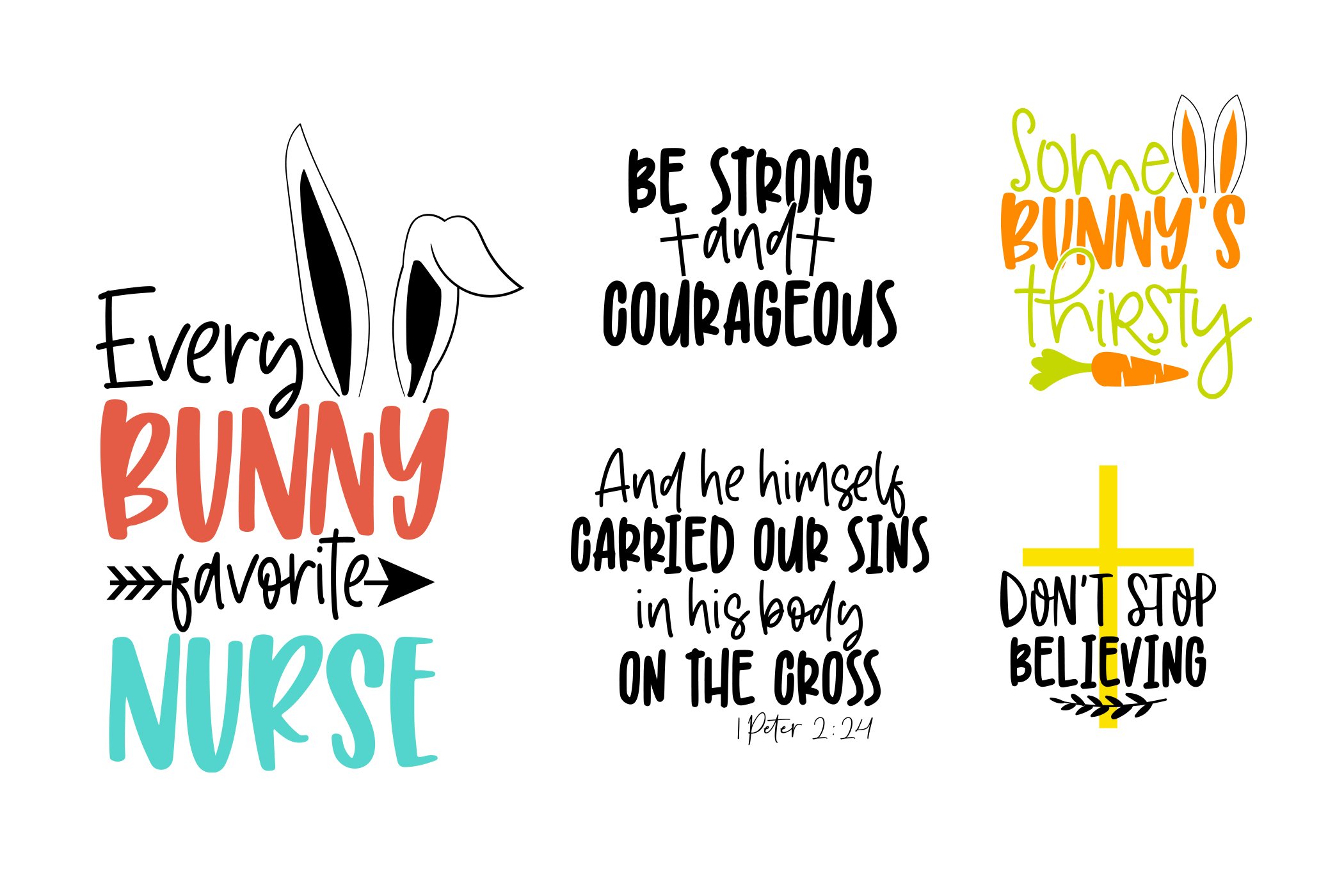 Set of four handwritten easter quotes.