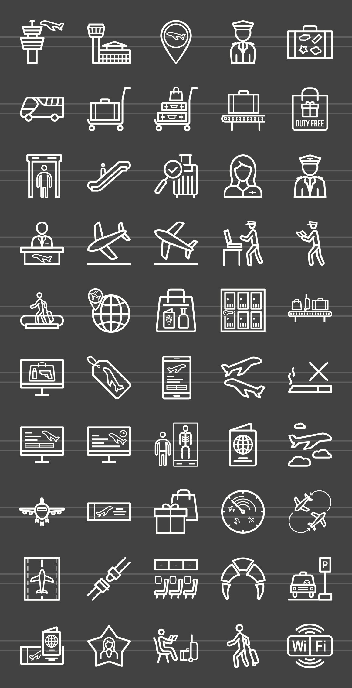 50 Airport Line Inverted Icons preview image.