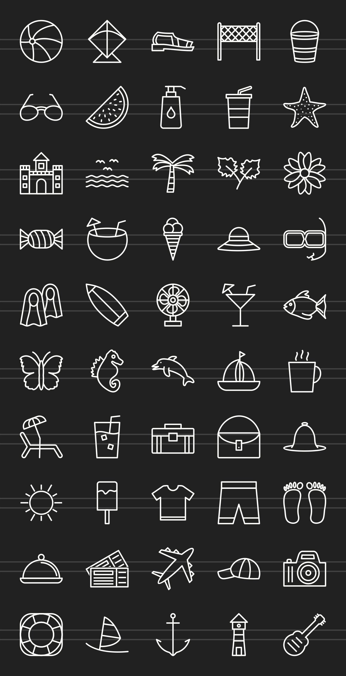 50 Summer Line Inverted Icons preview image.