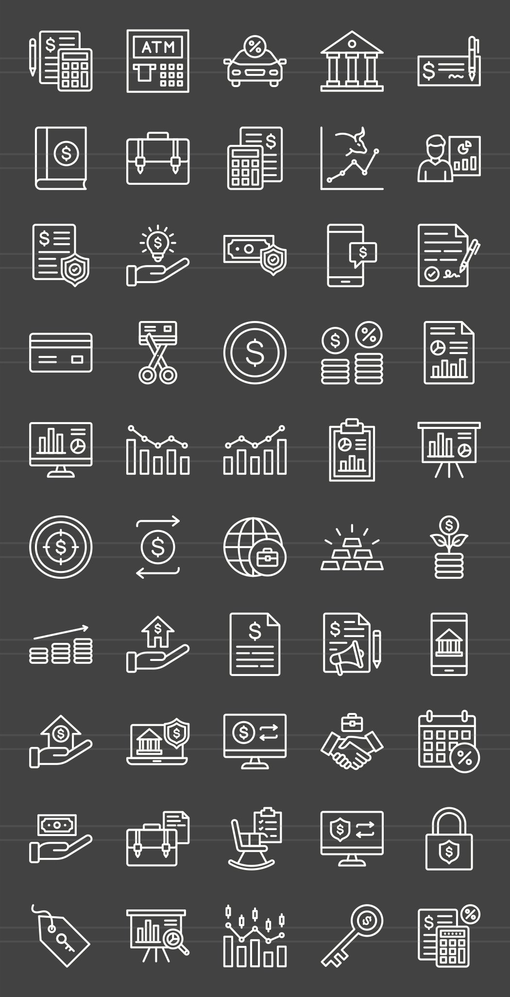 50 Accounting & Finance Line Icons preview image.