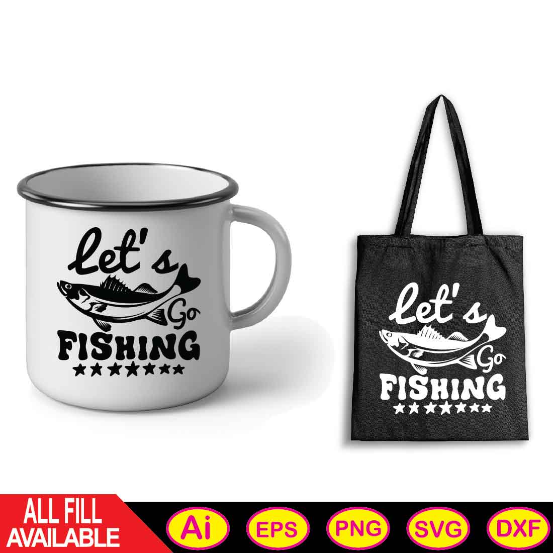 Lets Go Fishing svg preview image.