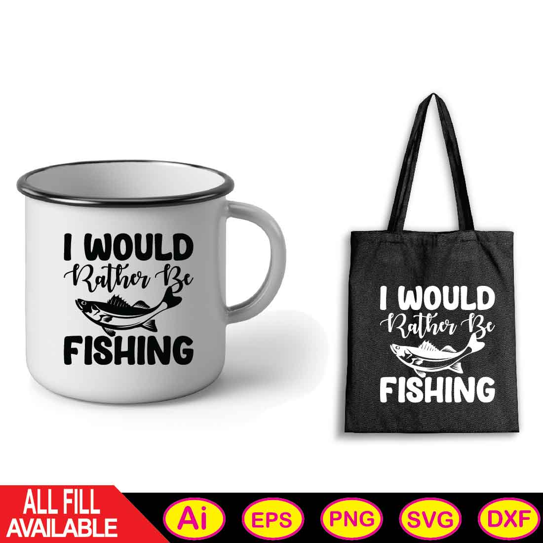 I Would Rather Be Fishing svg T-shirt preview image.