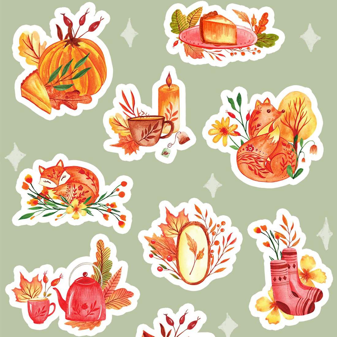 Autumn / Thanksgiving Sticker Sheet preview image.