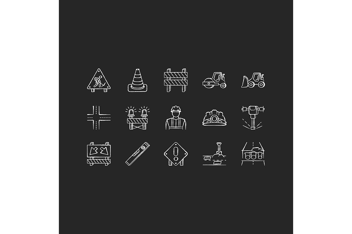 20 03 24 road works icon set chalk 2 918