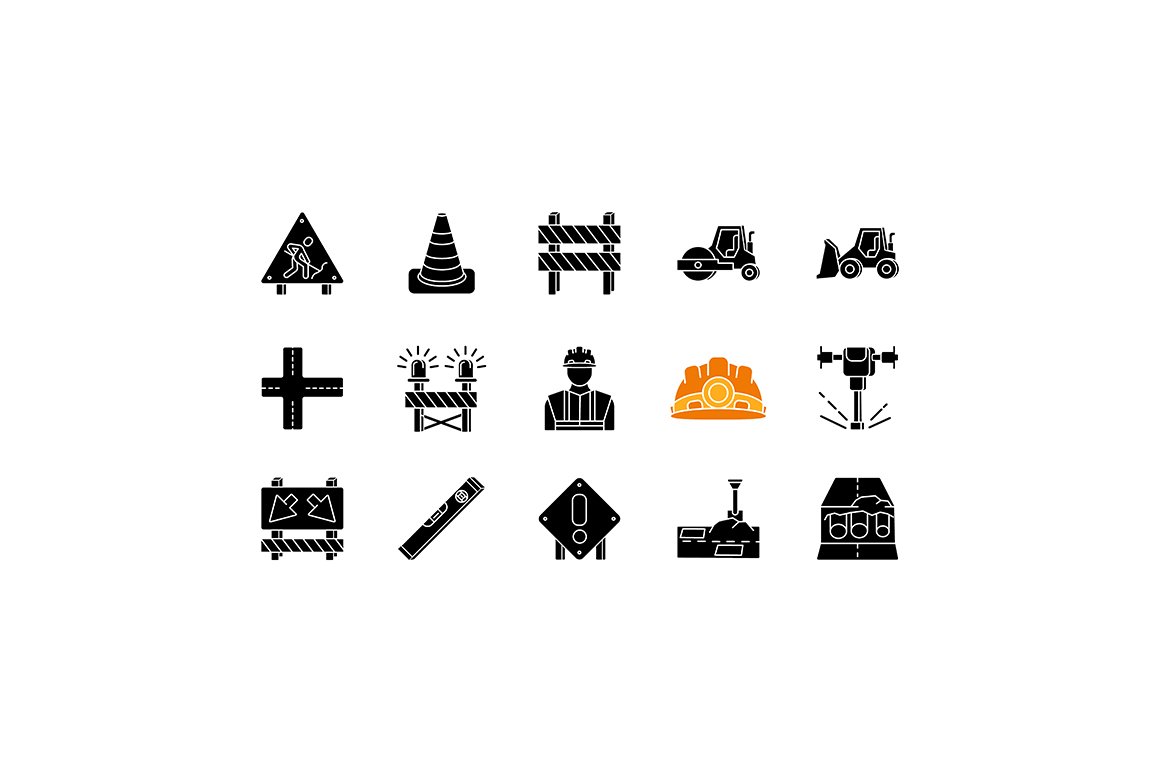 20 03 24 road works icon set glyph 1 903