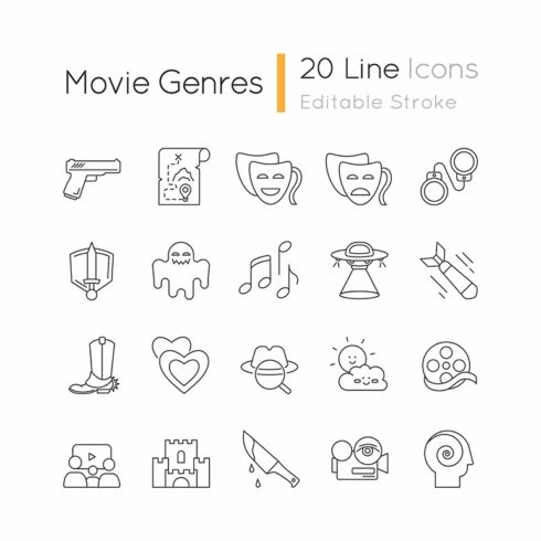 Movie genres pixel perfect icons cover image.