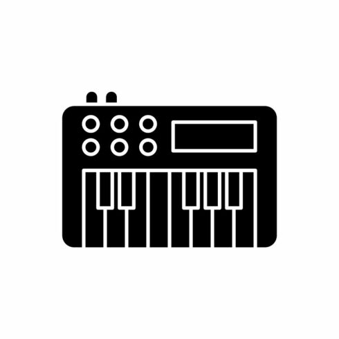 Synthesizer black glyph icon cover image.