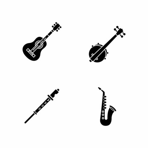 Orchestral musical instruments icons cover image.