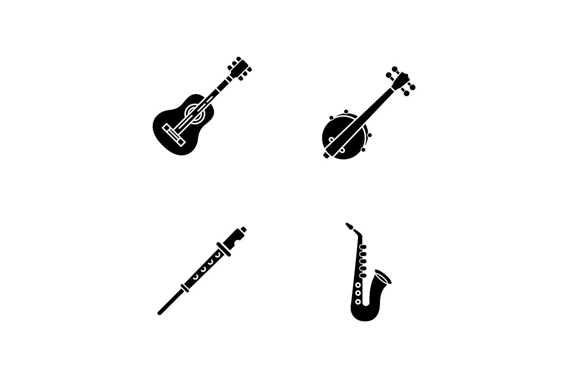 Orchestral musical instruments icons cover image.