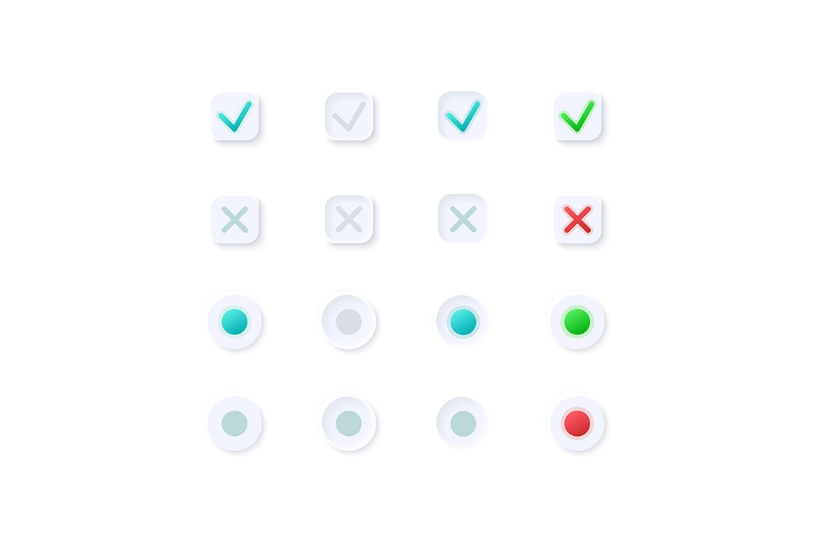 Tick and cross buttons UI elements cover image.