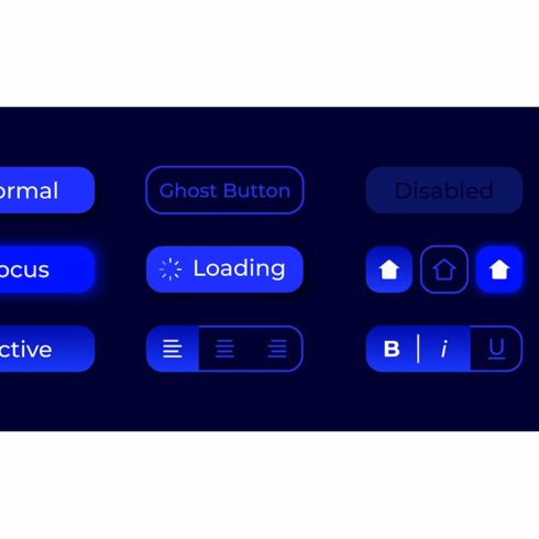 Glowing buttons UI elements kit cover image.