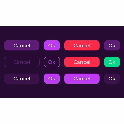 Colourful buttons UI elements kit cover image.