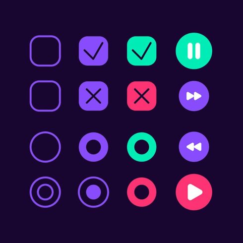 MP3 player buttons UI elements kit cover image.