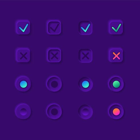 Notification buttons UI elements kit cover image.