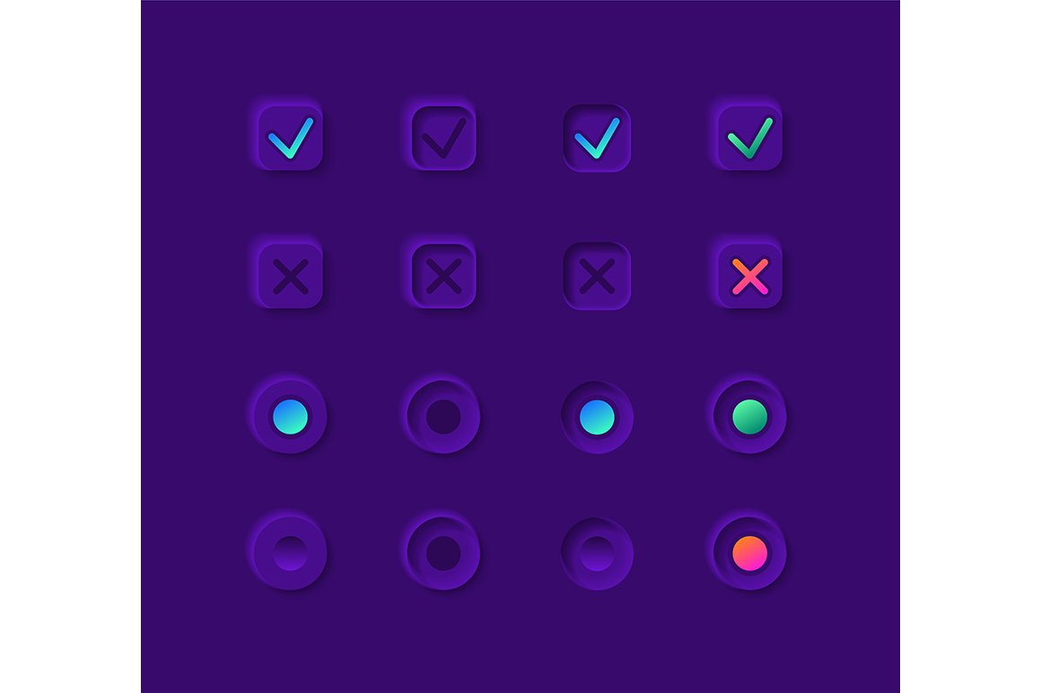 Notification buttons UI elements kit cover image.