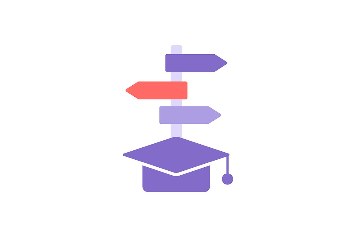 Education options flat color icon cover image.