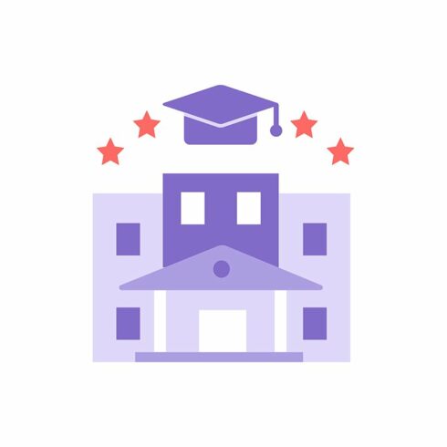 University vector flat color icon cover image.