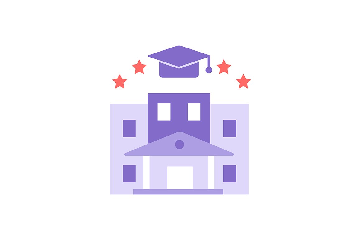 University vector flat color icon cover image.