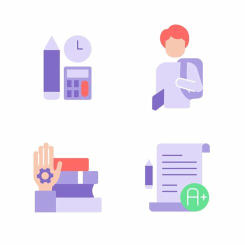 Training courses flat color icon cover image.