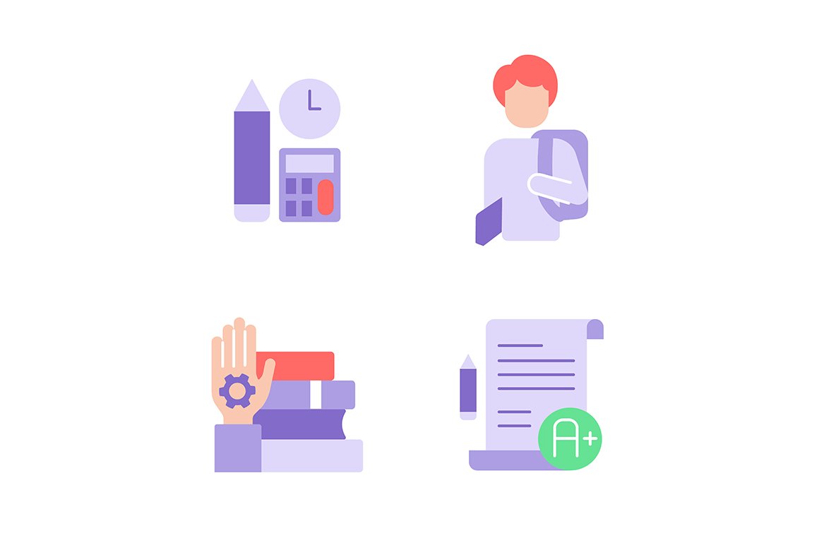 Training courses flat color icon cover image.