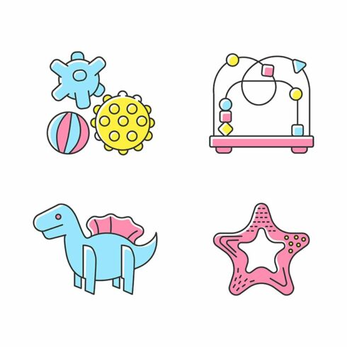 Children sensory toys color icons cover image.